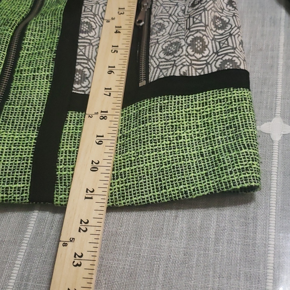 Rebecca Minkoff  Payton Travel Tweed Collarless Jacket, Neon Green/Black, Size 2 - Picture 16 of 16